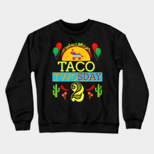 Taco Twosday Birthday Shirt 2 Two Year Old Boy Girl Gifts Crewneck Sweatshirt